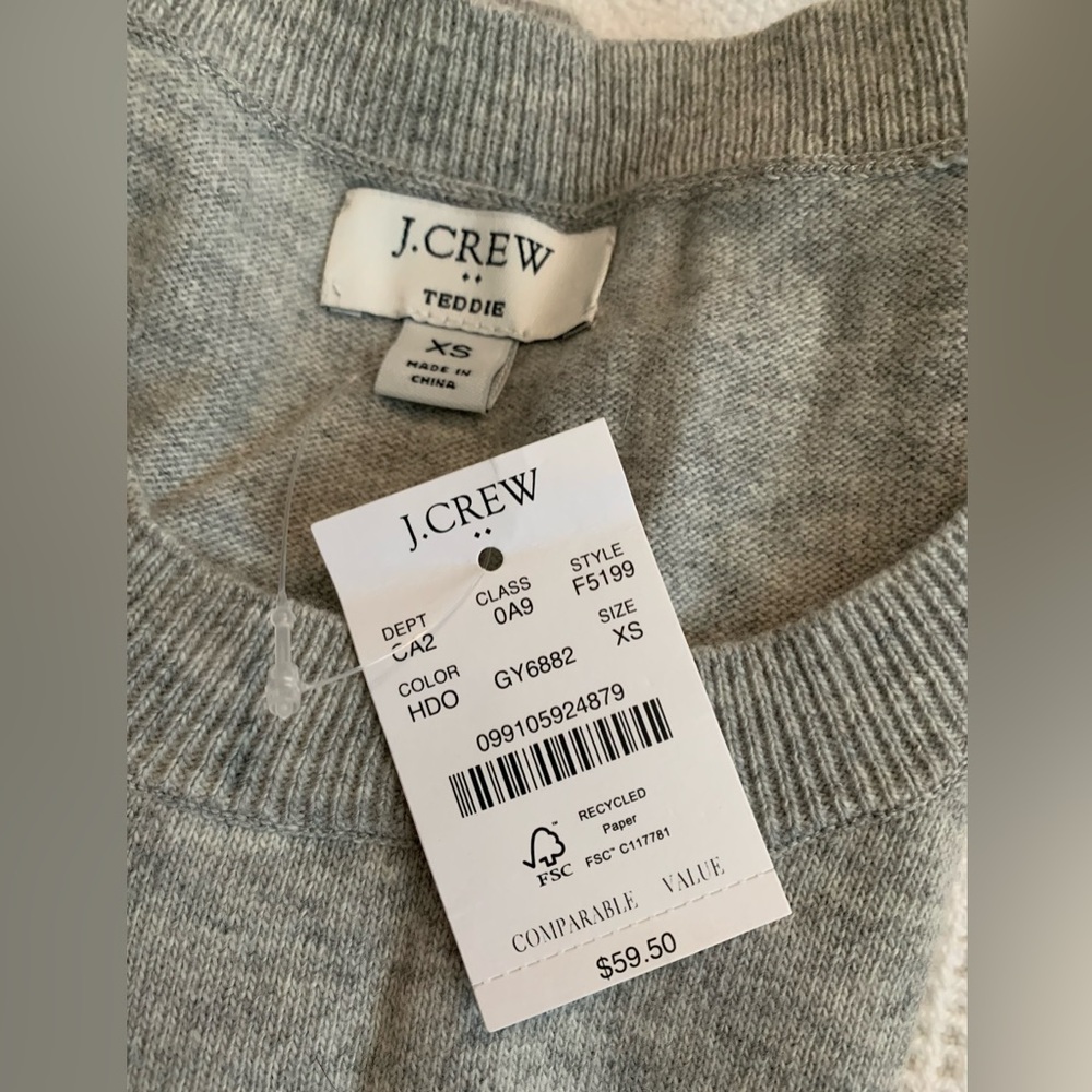 XS Grey JCREW NWT Women’s TEDDIE sweater